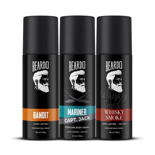 Beardo Body Spray Combo - Whisky Smoke, Mariner & Bandit (120 ml x 3) - Beardo