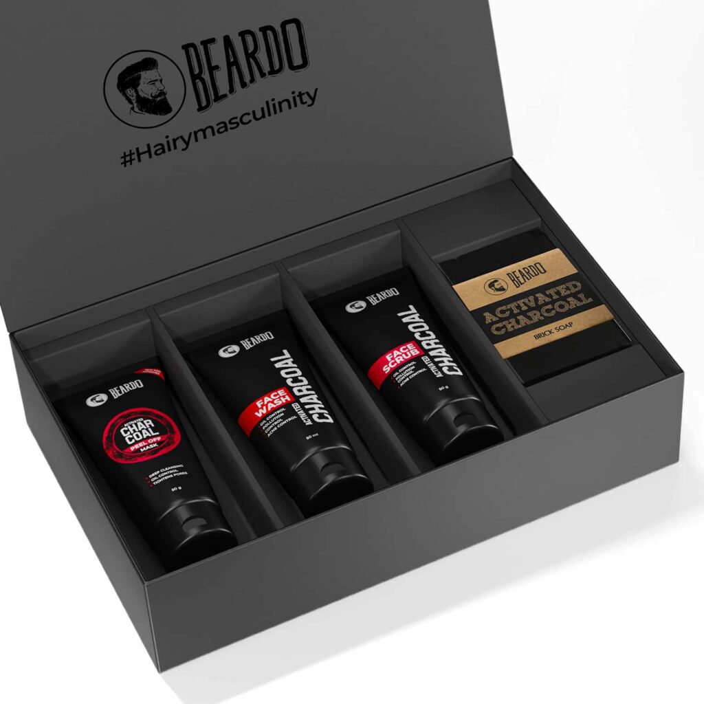 Beardo Charcoal 4-In-1 Combo With Face Wash, Face Scrub, Peel off Mask & Charcoal Soap - (4 Pcs) - Beardo