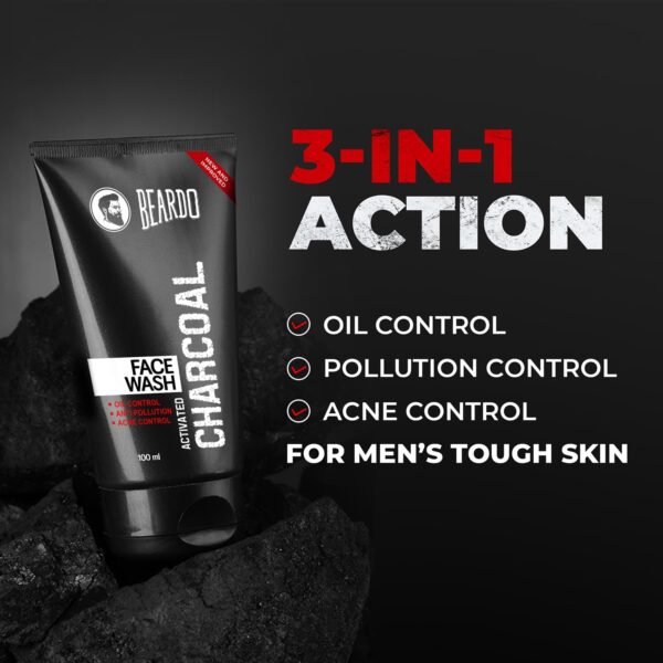Beardo Charcoal 4-In-1 Combo With Face Wash, Face Scrub, Peel off Mask & Charcoal Soap - (4 Pcs) - Beardo
