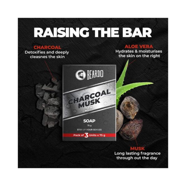 Beardo Charcoal Musk Soap - (3 pcs) - Beardo