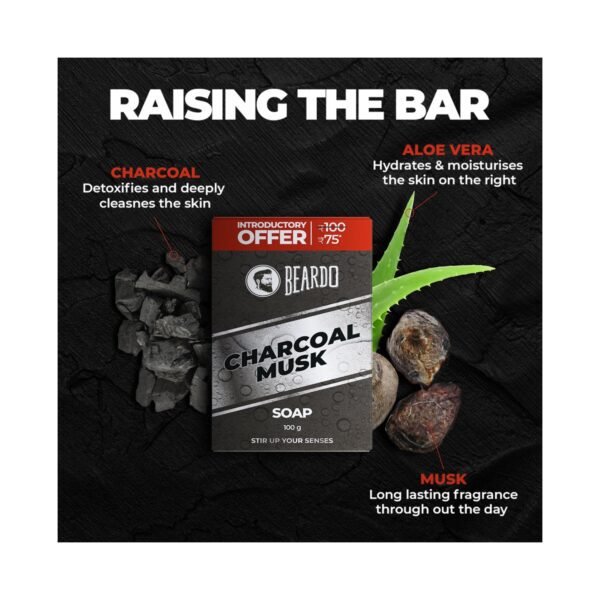 Beardo Charcoal Musk Soap For Men (3pcs) - Beardo