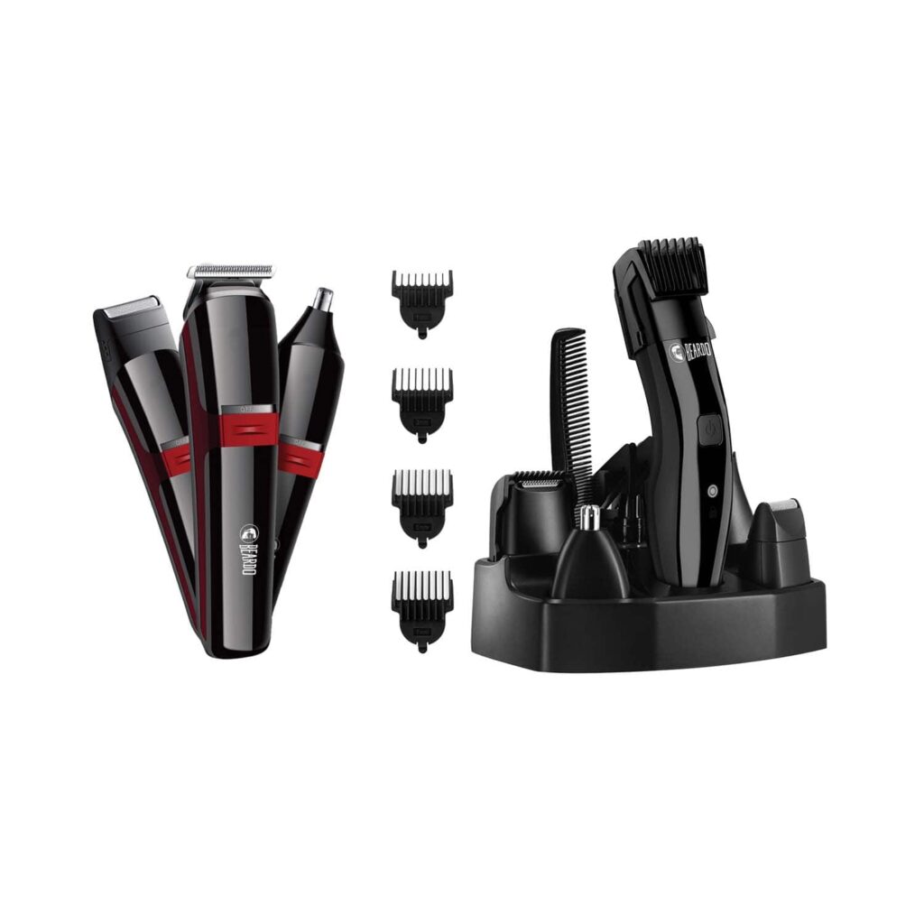 Beardo Chrome Beast Grooming Kit Black & APE-X 3-In-1 Multipurpose Trimmer - Black & Red Combo - Beardo