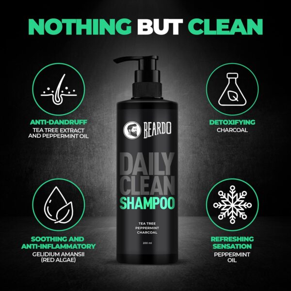 Beardo Deep Clean Shampoo with Tea Tree Peppermint and Charcoal (200 ml) - Beardo