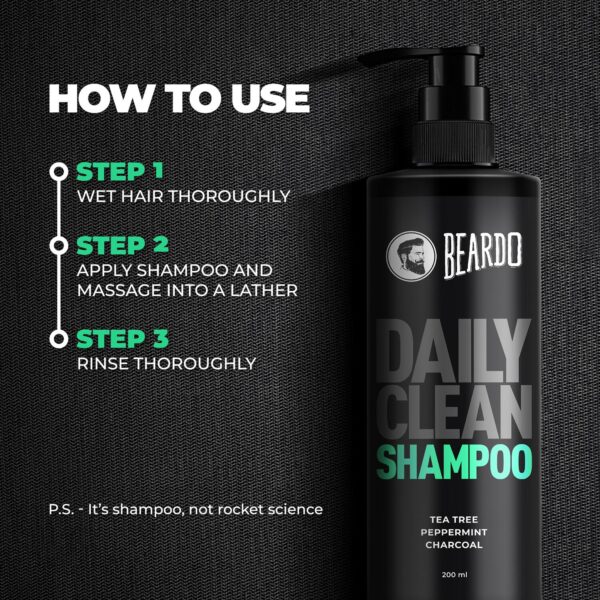 Beardo Deep Clean Shampoo with Tea Tree Peppermint and Charcoal (200 ml) - Beardo