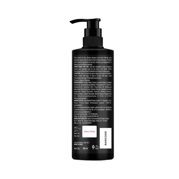 Beardo Deep Clean Shampoo with Tea Tree Peppermint and Charcoal (200 ml) - Beardo