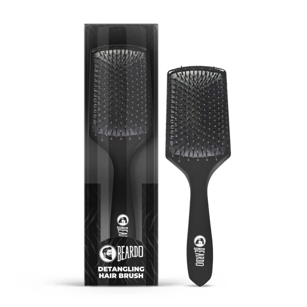 Beardo Detangling Hair Brush | Detangling curls, smoothening, frizz control, shine, paddle hair brush for men | Men Accessories | Hair comb for men | Lightweight - For All Hair...