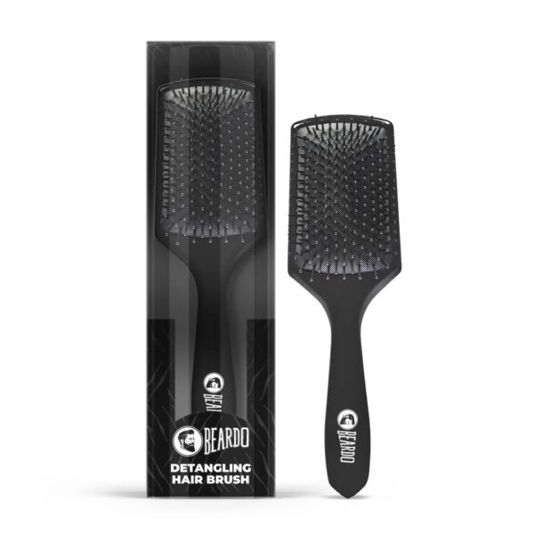 Beardo Detangling Hair Brush | Detangling curls, smoothening, frizz control, shine, paddle hair brush for men | Men Accessories | Hair comb for men | Lightweight - For All Hair...