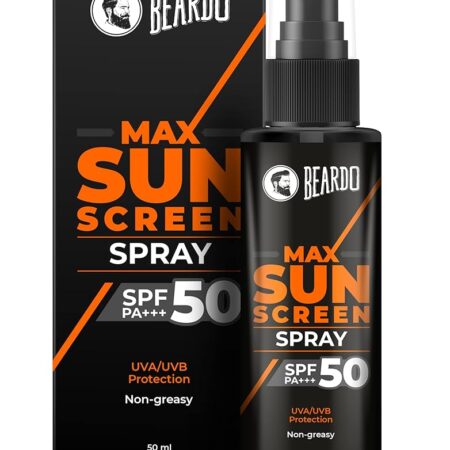 Beardo Max Sunscreen SPF 50 & PA+++ Spray for Men | Non-greasy Spray for Men | Easy Application of Sunscreen for Oily Skin | UVA UVB Protection | 50ml