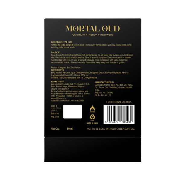 Beardo Mortal Oud Perfume Edp (80ml) - Beardo