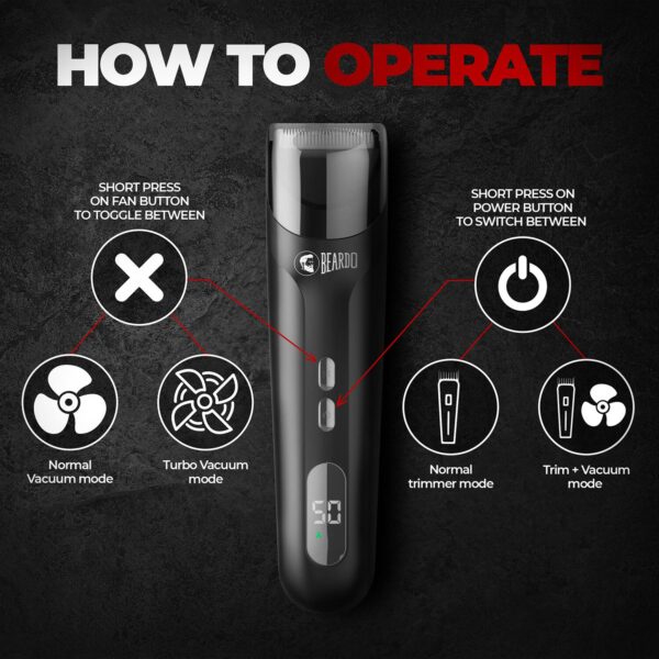 Beardo Ninja-X Pro Vacuum Trimmer - Black - Beardo