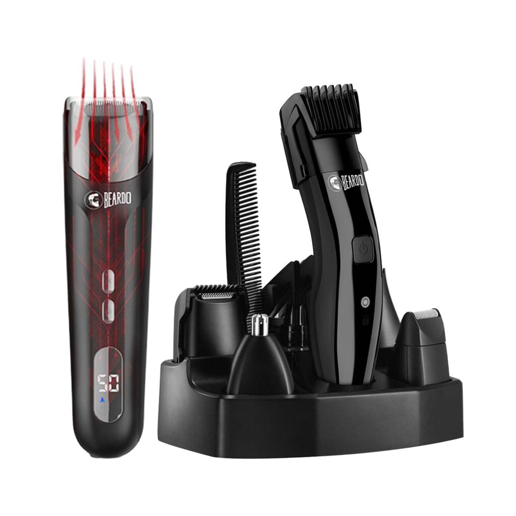 Beardo Ninja-X Pro Vacuum Trimmer - Black & Chrome Beast Grooming Kit Black Combo - Beardo
