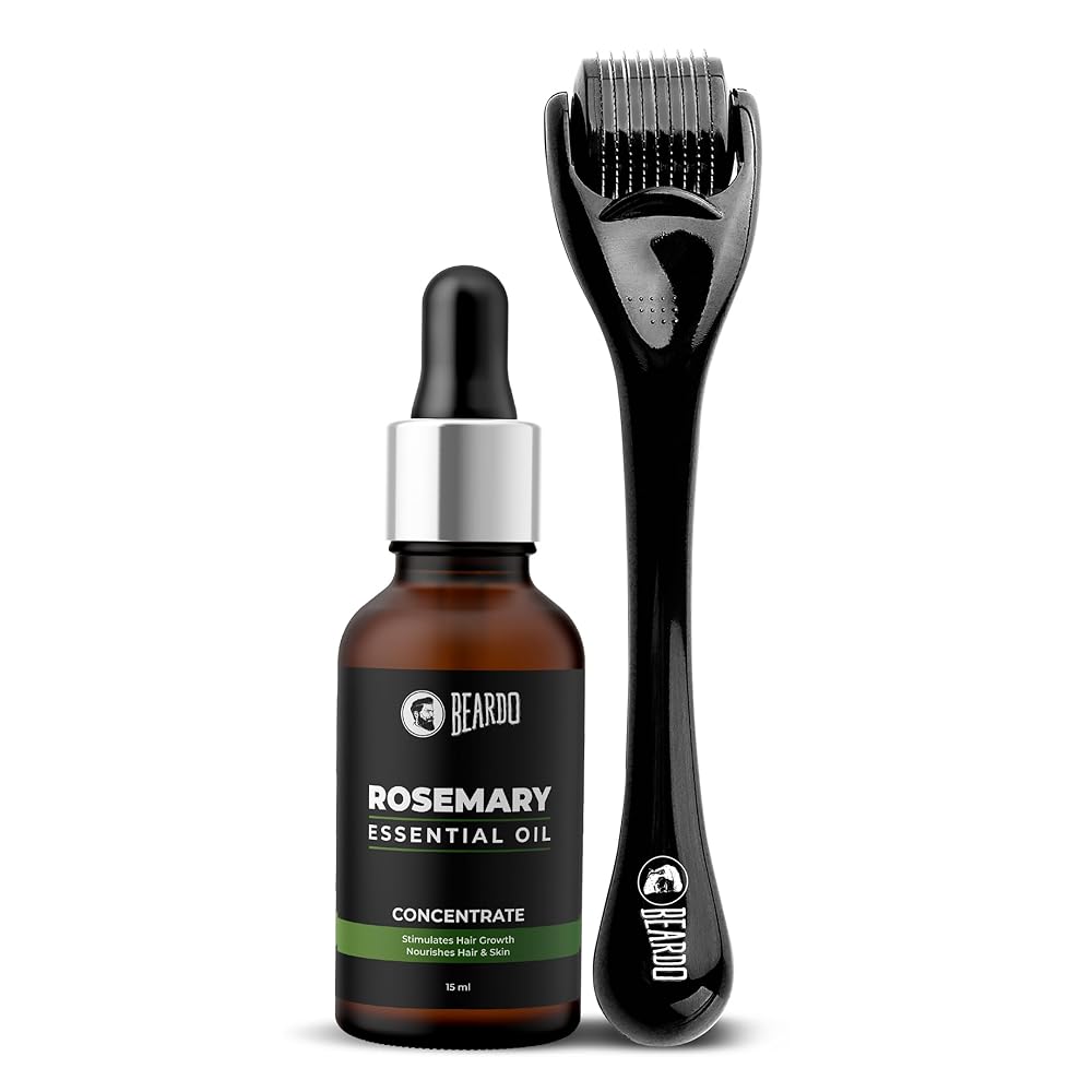 Beardo Rosemary Essential Oil, 15 ml & Derma Roller For Hair Growth 0.5 mm with 540 Chromium Needles | for Hair Growth, Hair fall and Regrowth | Skin Nourishment | 100% Natural...