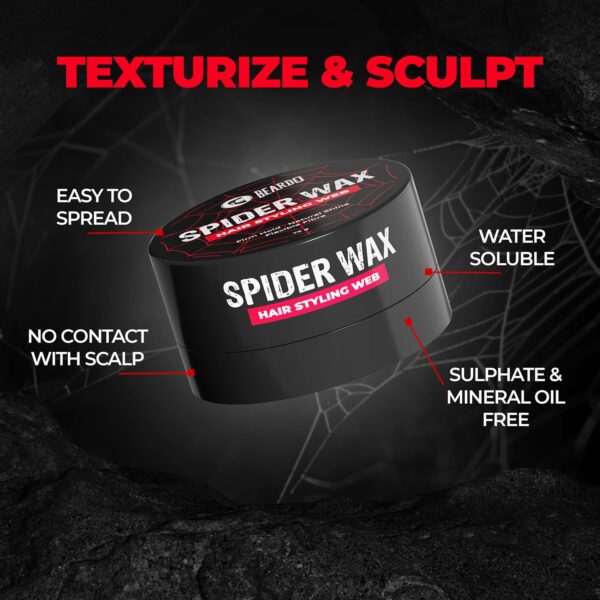Beardo Spider Wax Hair Styling Web, Sclupting Fiber Strong Hold Natural Shine (75g) - Beardo