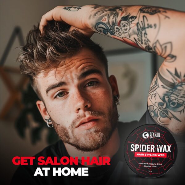 Beardo Spider Wax Hair Styling Web, Sclupting Fiber Strong Hold Natural Shine (75g) - Beardo