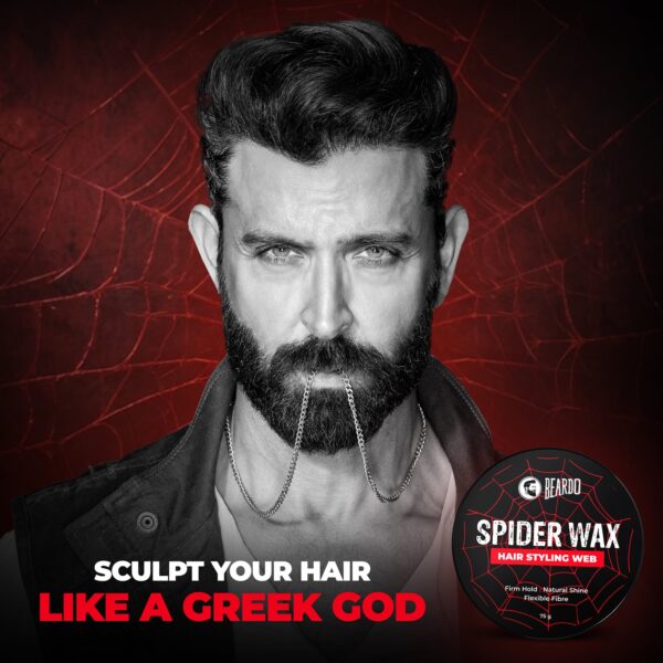 Beardo Spider Wax Hair Styling Web, Sclupting Fiber Strong Hold Natural Shine (75g) - Beardo