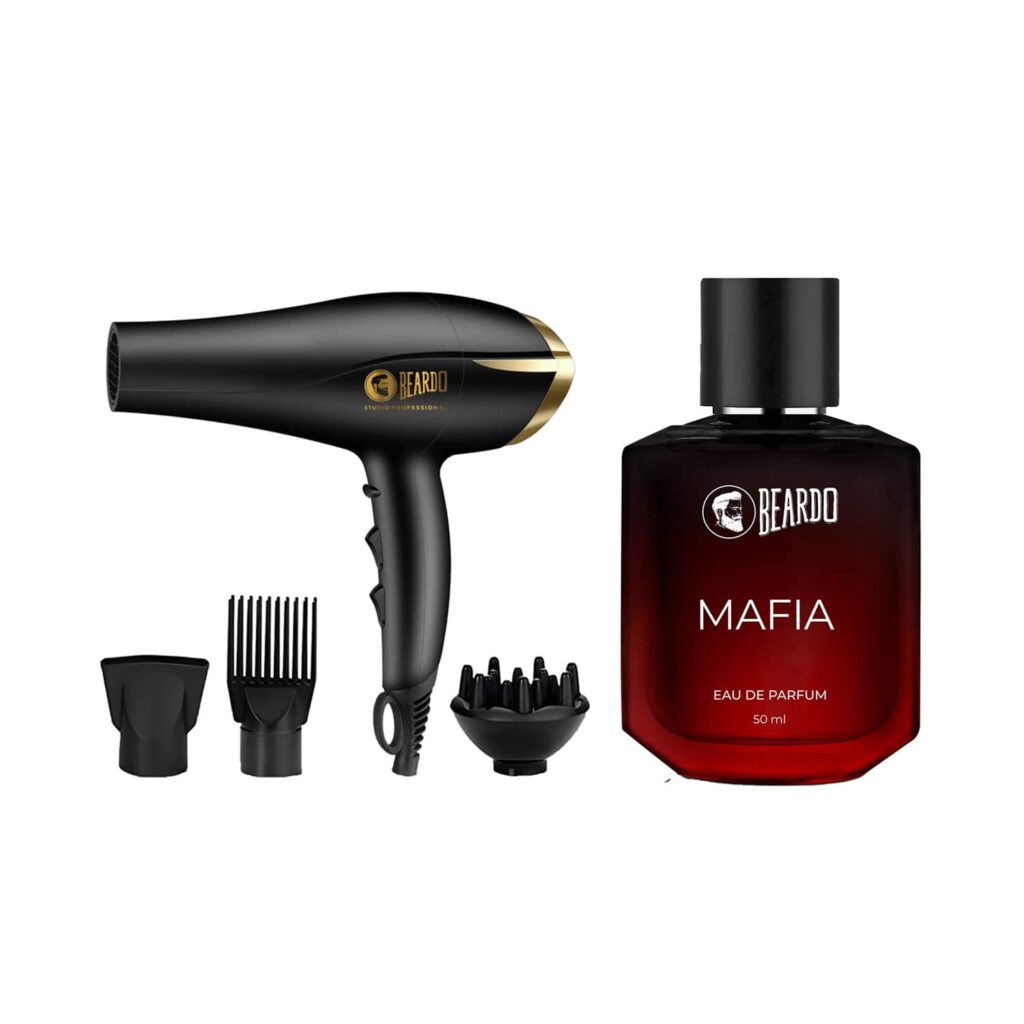 Beardo Studio Professional Tornado Hair Dryer 2000 W (420 g) & Mafia Eau De Parfum (50 ml) Combo - Beardo