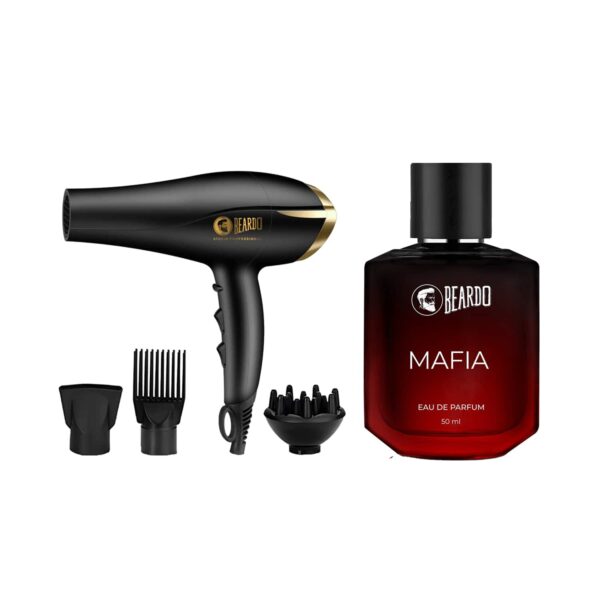 Beardo Studio Professional Tornado Hair Dryer 2000 W (420 g) & Mafia Eau De Parfum (50 ml) Combo - Beardo
