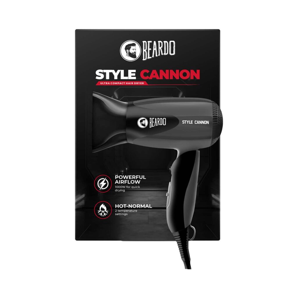 Beardo Style Cannon Ultracompact Hair Dryer For Men Black - Beardo