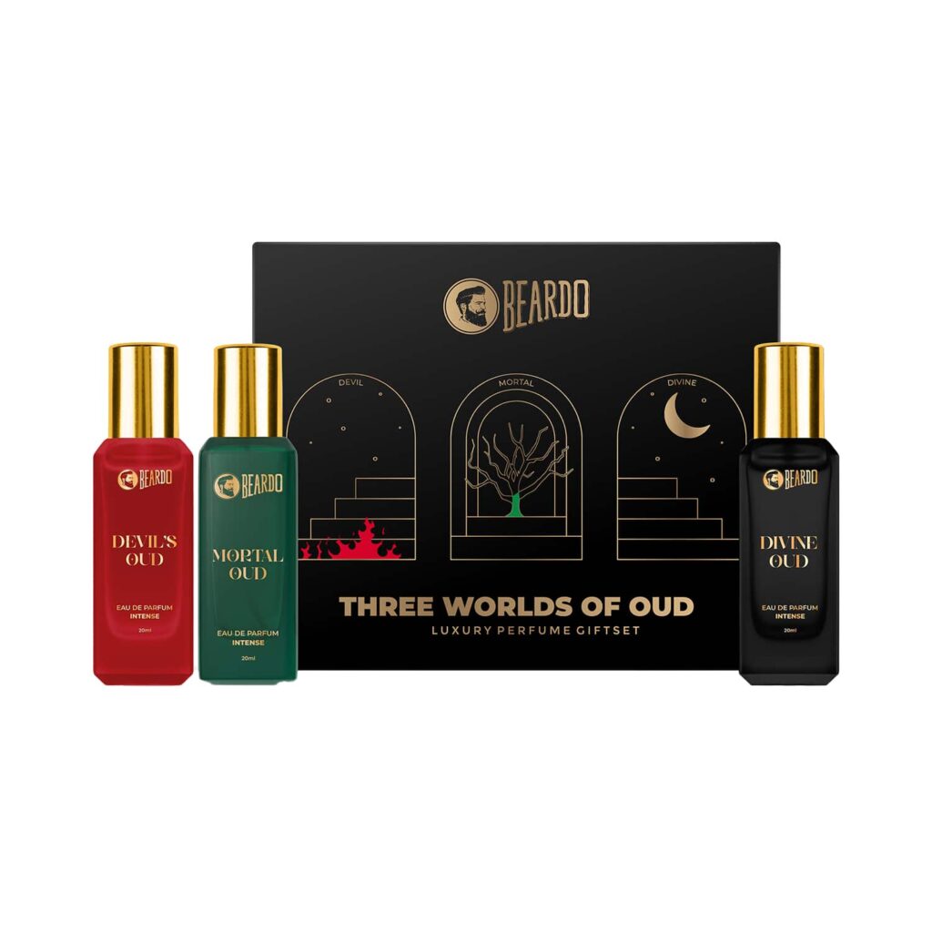 Beardo Three Worlds of Oud Luxury Perfume Giftset Devil'S Oud Mortal Oud Divine Oud - Beardo