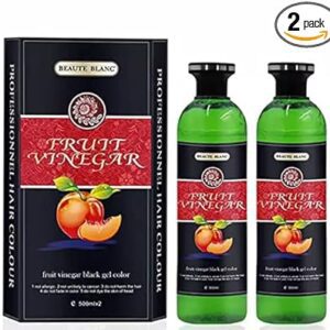 BEAUTE BLANC Fruit Vinegar Gel Hair Color, Organic & Natural Hair Color Dye for Black Hair (500ml x 2) - Black
