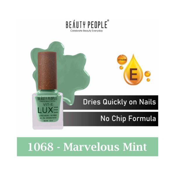 Beauty People Luxe Nail Polish with Vitamin E - 1068 Marvelous Mint (12ml) - Beauty People