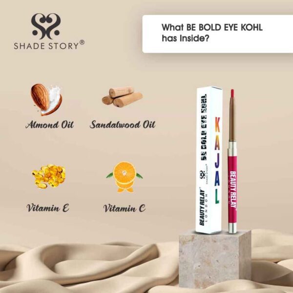 BEAUTYRELAY LONDON Shade Story Be Bold Eye Kohl Kajal 24hrs Long Stay, Smudgeproof, Fadeproof, (12 Shades) Infused With Almond Oil, Sandalwood Oil (Black)