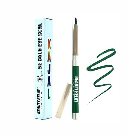 BEAUTYRELAY LONDON Shade Story Be Bold Eye Kohl Kajal 24hrs Long Stay, Smudgeproof, Fadeproof, (12 Shades) Infused With Almond Oil, Sandalwood Oil (Emerald Green)