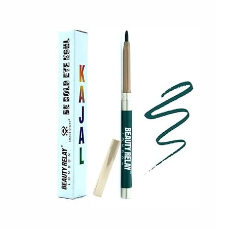 BEAUTYRELAY LONDON Shade Story Be Bold Eye Kohl Kajal 24hrs Long Stay, Smudgeproof, Fadeproof, (12 Shades) Infused With Almond Oil, Sandalwood Oil (Forest Green)