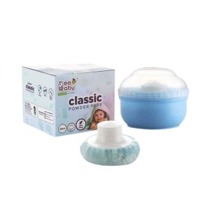 Beebaby Classic Talcum Powder Puff with Container - (Blue) - Beebaby