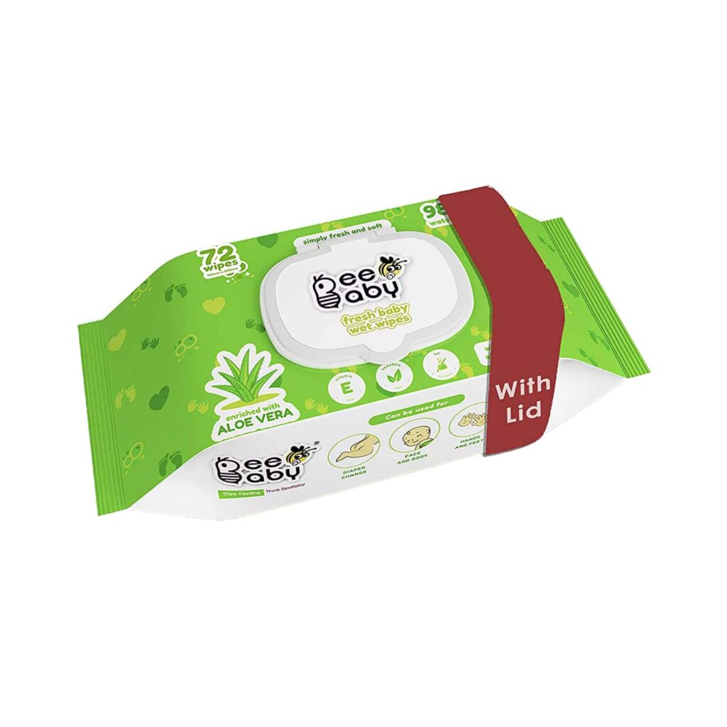 Beebaby Fresh Baby Wet Wipes with Plastic Lid (72 Wipes) - Beebaby