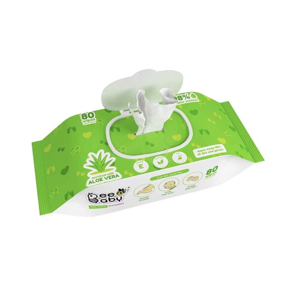 Beebaby Fresh Baby Wet Wipes with Plastic Lid - Pack of 3 (72 Wipes) - Beebaby