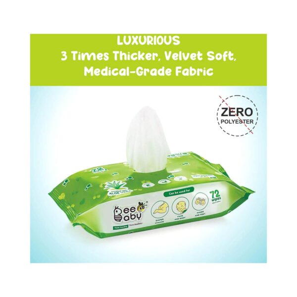Beebaby Fresh Baby Wet Wipes with Plastic Lid - Pack of 3 (72 Wipes) - Beebaby