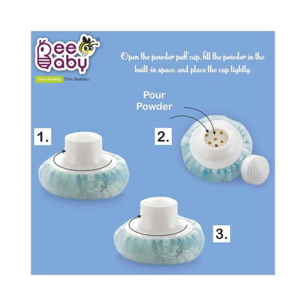 Beebaby Premium Talcum Powder Puff with Container (Blue) - Beebaby