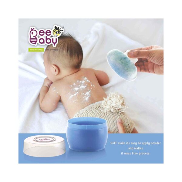 Beebaby Premium Talcum Powder Puff with Container (Blue) - Beebaby