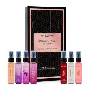 Bella Vita Luxury Discovery Woman | Long Lasting Eau De Parfum 7x8ml Trial Perfume Gift Set for Women | Floral, Fresh and Fruity Premium Fragrance Scent