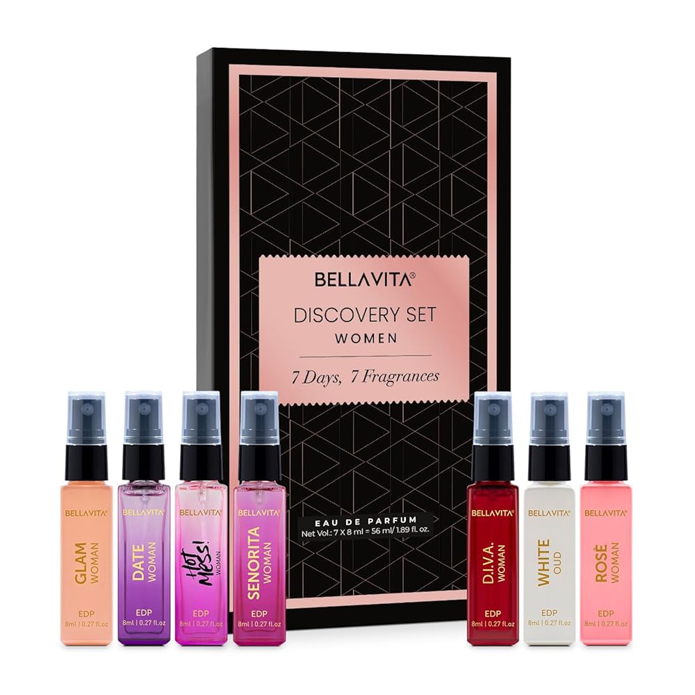 Bella Vita Luxury Discovery Woman | Long Lasting Eau De Parfum 7x8ml Trial Perfume Gift Set for Women | Floral, Fresh and Fruity Premium Fragrance Scent