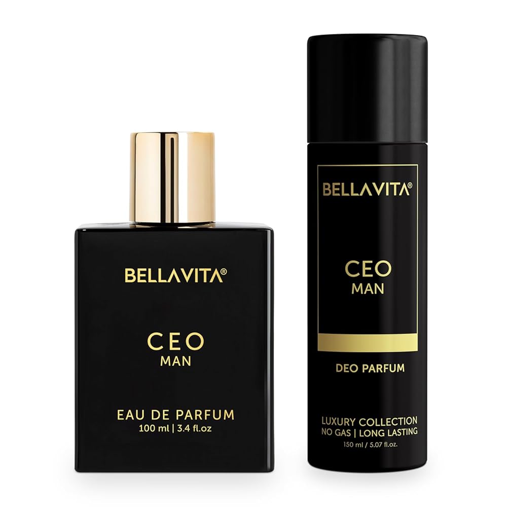 Bella Vita Luxury Ideal Men Combo for Him, Pack Of 2 Premium Long Lasting Woody Liquid Fragrance Scent - Ceo Men Edp 100 Ml & Body Parfum Deodorant 150 Ml,Liquid