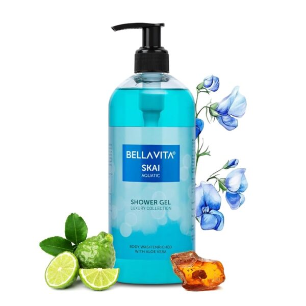 Bella Vita Luxury Skai Aquatic Body Wash Shower Gel for Men and Women | 500ml | Unisex Bodywash with Aloe Vera Extract | Deep Cleansing, Hydrating, Moisturising | Suitable for...