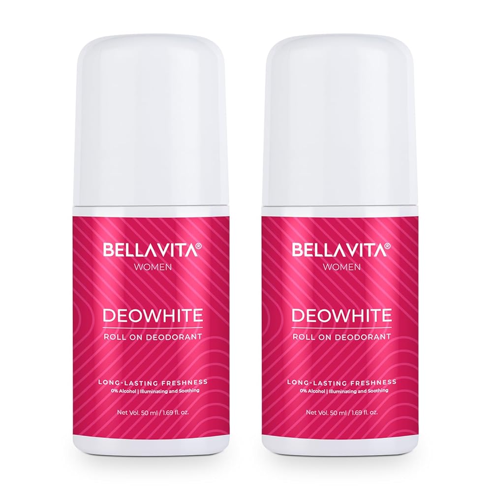 BELLAVITA Deo White Natural Underarm Roll On Deodorant for Women |Control Odour|Alcohol-Free| Antiperspirant for Long Lasting Freshness, 50ml Each (Pack of 2)
