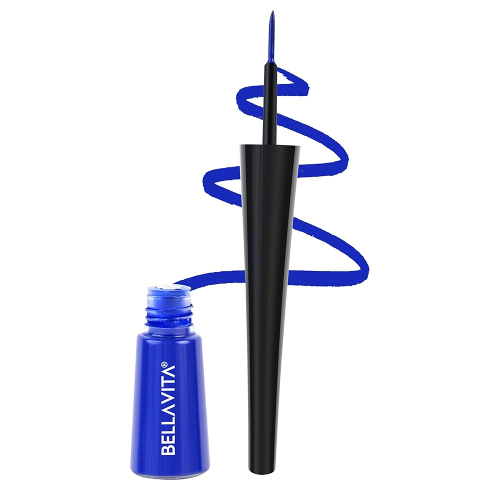 BELLAVITA Intense Drama Waterproof Eyeliner, Blue, Matte Finish, Smudge-Proof, Fast-Drying, Felt Tip Applicator, Enriched with Biotin, 3.5 ml