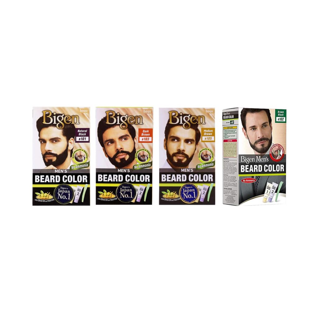 Bigen Men's Beard Brown Black B102, & Natural Black B101, B103 Dark Brown & Medium Brown B105 Combo - Bigen