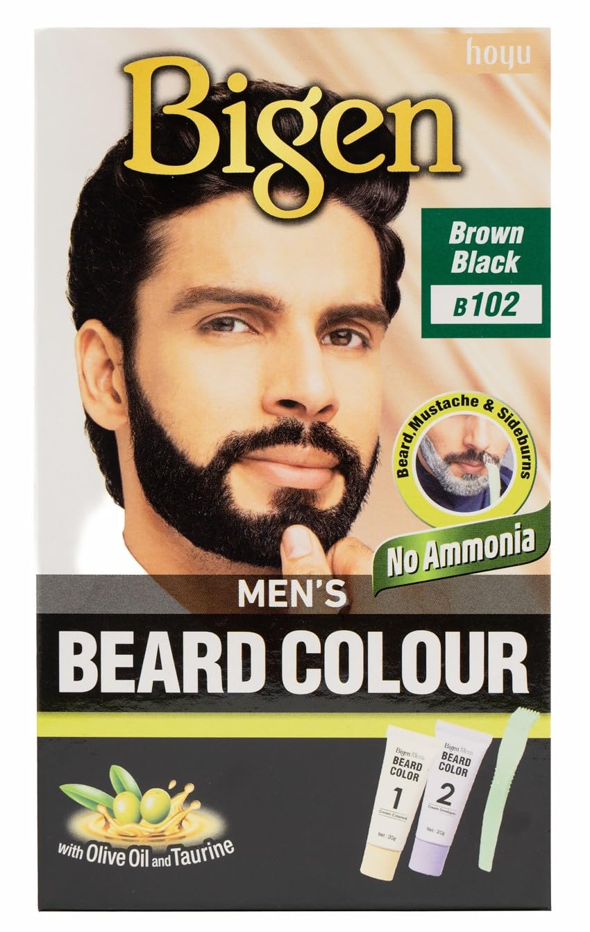Bigen Men's Beard Color, 40g - Brownish Black B102 (Pack of 1)