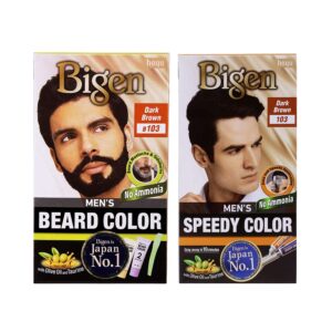 Bigen Men's Beard Color-B103 Dark Brown (40 g) & Men's Speedy Hair Color-103 Dark Brown (80 g) Combo - Bigen