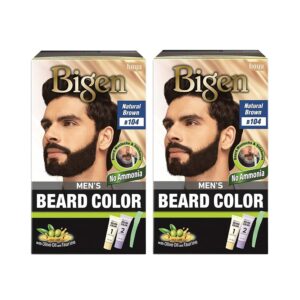 Bigen Men's Beard Color - B104 Natural Brown Pack of 2 Combo (40 g + 40 g) - Bigen