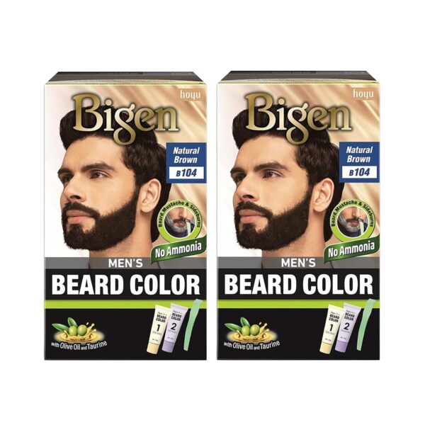 Bigen Men's Beard Color - B104 Natural Brown Pack of 2 Combo (40 g + 40 g) - Bigen