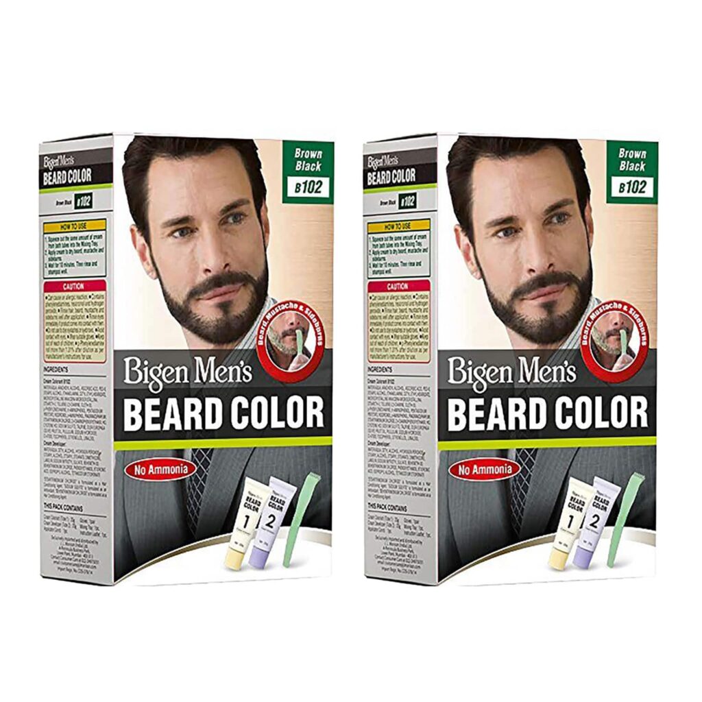 Bigen Men'S Beard Color No Ammonia Brown Black B102 (40 g) (Pack Of 2) Combo - Bigen