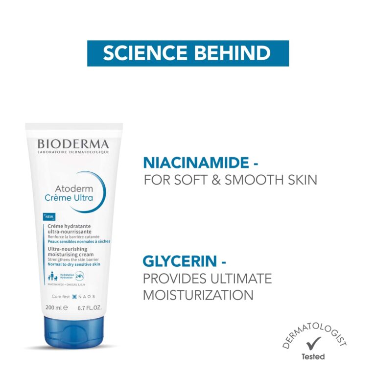 Bioderma Atoderm Creme Ultra Daily Hydrating Moisturizer for Normal To Sensitive Dry Skin, 200ml - Bioderma