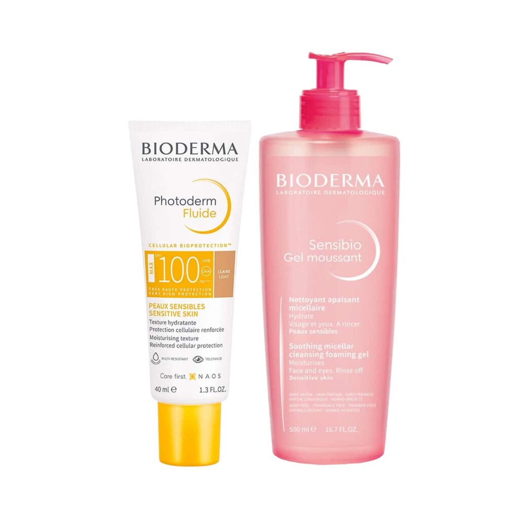 Bioderma SPF 100+ Sunscreen and Sensibio Micellar Gel - Protect and Cleanse Combo - Bioderma
