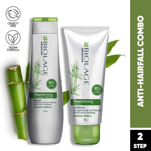 Biolage Fiberstrong Shampoo & Conditioner Combo, 12x Strength in Weak, Fragile Hair (200 ml + 98 g) - Biolage