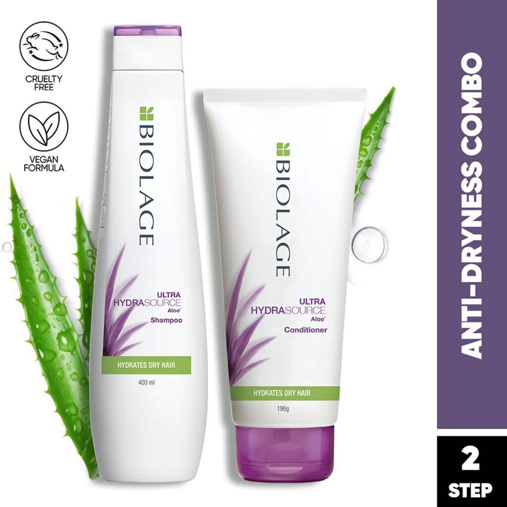 Biolage Hydrasource Shampoo & Conditioner Combo Enriched with Aloe for Dry Hair (400 ml + 196 g) - Biolage